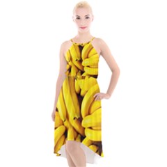 Banana High-low Halter Chiffon Dress  by nate14shop
