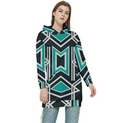 Abstract Pattern Geometric Backgrounds  Women s Long Oversized Pullover Hoodie by Eskimos