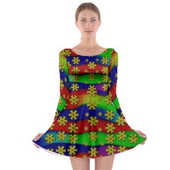 Blooming Stars On The Rainbow So Rare Long Sleeve Skater Dress by pepitasart