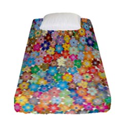 Floral Flowers Fitted Sheet (single Size) by artworkshop