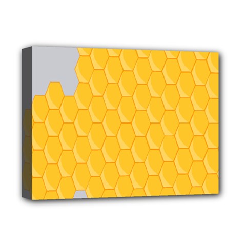 Hexagons Yellow Honeycomb Hive Bee Hive Pattern Deluxe Canvas 16  X 12  (stretched)  by artworkshop