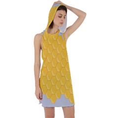 Hexagons Yellow Honeycomb Hive Bee Hive Pattern Racer Back Hoodie Dress by artworkshop