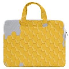 Hexagons Yellow Honeycomb Hive Bee Hive Pattern Macbook Pro 16  Double Pocket Laptop Bag  by artworkshop