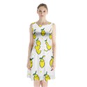 Pattern Lemon Texture Sleeveless Waist Tie Chiffon Dress View1