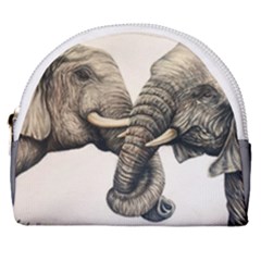 Elephants Horseshoe Style Canvas Pouch by ArtByThree