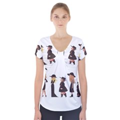 American Horror Story Cartoon Short Sleeve Front Detail Top by nate14shop