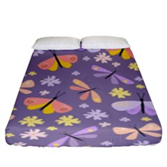 Vector-seamless-pattern-with-butterflies-beetles Fitted Sheet (king Size) by Jancukart