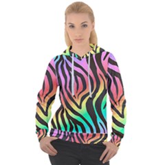 Rainbow Zebra Stripes Women s Overhead Hoodie by nate14shop