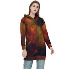 Space Science Women s Long Oversized Pullover Hoodie by artworkshop