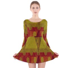 Rhomboid 003 Long Sleeve Velvet Skater Dress by nate14shop