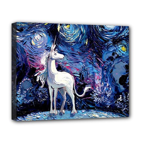 Unicorn Starry Night Deluxe Canvas 20  X 16  (stretched) by Jancukart