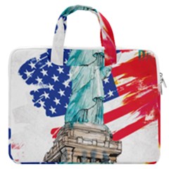 Statue Of Liberty Independence Day Poster Art Macbook Pro 16  Double Pocket Laptop Bag  by Jancukart