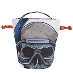 Skull-underwater-diving-skeleton-diving-head Drawstring Bucket Bag by Jancukart