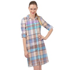 Plaid Long Sleeve Mini Shirt Dress by nate14shop
