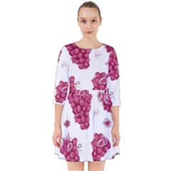 Grape-bunch-seamless-pattern-white-background-with-leaves 001 Smock Dress by nate14shop