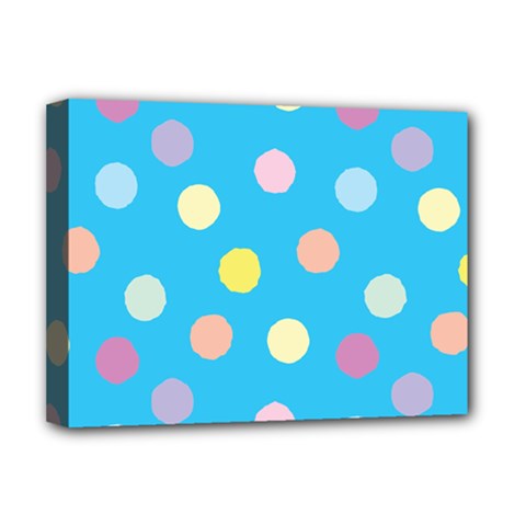 Blue Polkadot Deluxe Canvas 16  X 12  (stretched)  by nate14shop