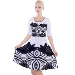 Im Fourth Dimension Black White 6 Quarter Sleeve A-line Dress by imanmulyana