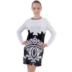 Im Fourth Dimension Black White 6 Long Sleeve Hoodie Dress by imanmulyana