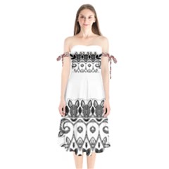 Im Fourth Dimension Black White 12 Shoulder Tie Bardot Midi Dress by imanmulyana