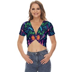 Pattern-vector Twist Front Crop Top by nate14shop
