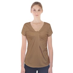 Template-wood Design Short Sleeve Front Detail Top by nateshop