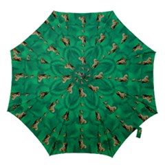 Happy Small Dogs In Calm In The Big Blooming Forest Hook Handle Umbrellas (large) by pepitasart
