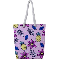 Flowers Purple Full Print Rope Handle Tote (small) by nateshop