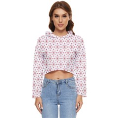 Pattern Christmas Pattern Red Stars Women s Lightweight Cropped Hoodie by Sapixe