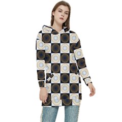 Illustration Checkered Pattern Decoration Women s Long Oversized Pullover Hoodie by Sapixe