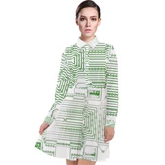 Circuit Board Long Sleeve Chiffon Shirt Dress by Sapixe