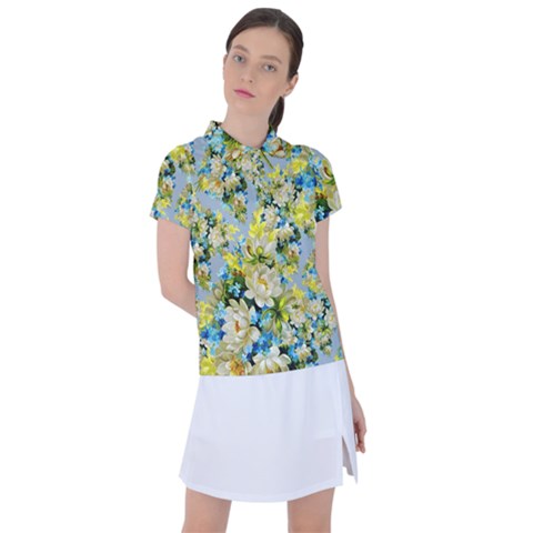 Background-flower White Women s Polo Tee by nateshop