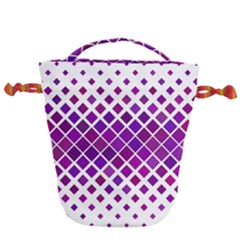 Pattern-box Purple White Drawstring Bucket Bag by nateshop