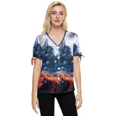 Artificial Intelligence Surreal Bow Sleeve Button Up Top by Amaryn4rt