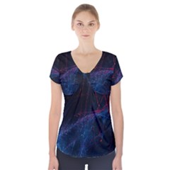 Abstract Painting Feathers Beautiful Short Sleeve Front Detail Top by artworkshop