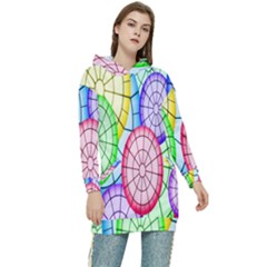 Circles-calor Women s Long Oversized Pullover Hoodie by nateshop