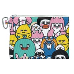 Illustration Animals Cartoon Background Pattern Canvas Cosmetic Bag (xl) by Sudhe