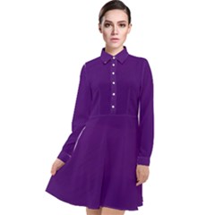 Purple Long Sleeve Chiffon Shirt Dress by nateshop