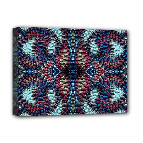 Blue Onn Burgundy Deluxe Canvas 16  X 12  (stretched)  by kaleidomarblingart