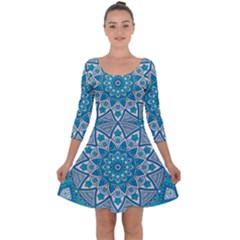 Mandala Blue Quarter Sleeve Skater Dress by zappwaits