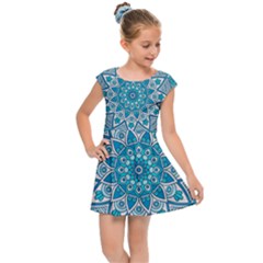 Mandala Blue Kids  Cap Sleeve Dress by zappwaits