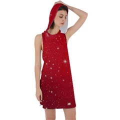 Stars-red Chrismast Racer Back Hoodie Dress by nateshop