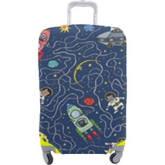 Illustration Cat Space Astronaut Rocket Maze Luggage Cover (large) by Ravend