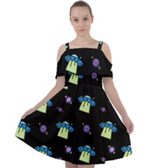 Illustration Cosmos Cosmo Rocket Spaceship Ufo Cut Out Shoulders Chiffon Dress by danenraven