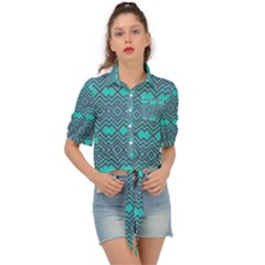 Abstract Chevron Zigzag Pattern Tie Front Shirt  by danenraven