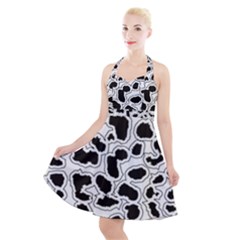 Black And White Dots Jaguar Halter Party Swing Dress  by ConteMonfreyShop