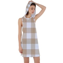 Clean Brown And White Plaids Racer Back Hoodie Dress by ConteMonfrey
