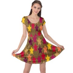 Abstract-flower Gold Cap Sleeve Dress by nateshop
