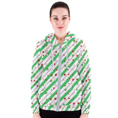 Christmas Xmas Green Stars Background Star Women s Zipper Hoodie by Wegoenart