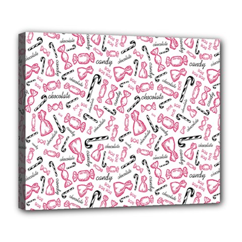 Candy Pink Black-cute Sweat Deluxe Canvas 24  X 20  (stretched) by Ravend