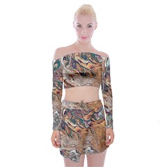 Abstract Ammonite I Off Shoulder Top With Mini Skirt Set by kaleidomarblingart
